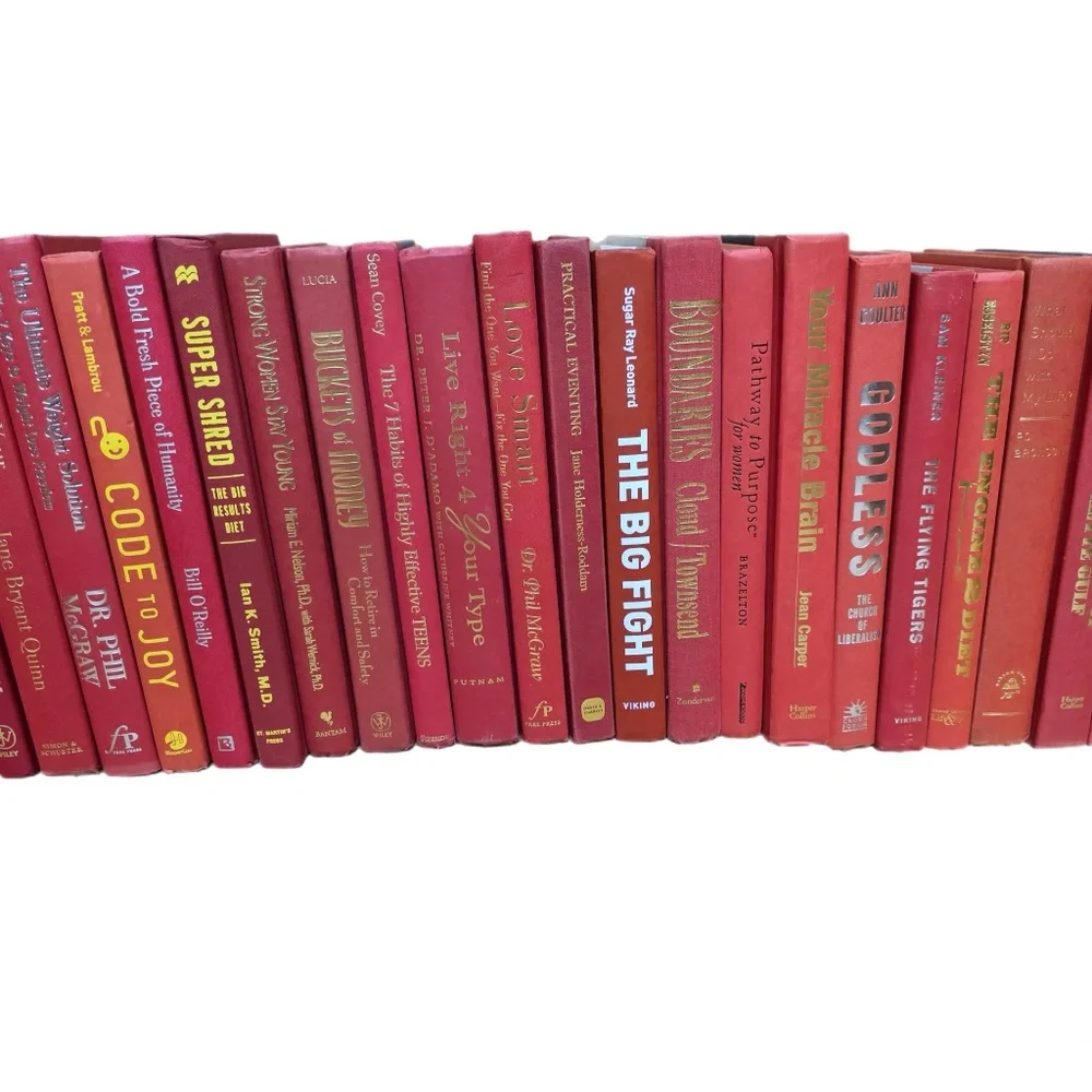 RED / Burgundy Book Decor: Modern Hardcover Interior Design Real Staging Books
